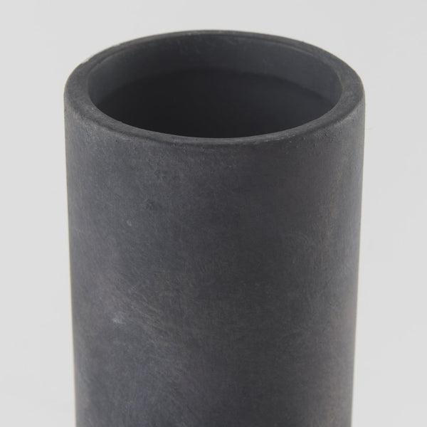 Mercana Esme Bold Geometric Ceramic Vase in Whitewash Finish - Perfect Accent for Modern and Boho Décor Dark Gray Ceramic | 15.0H 69809