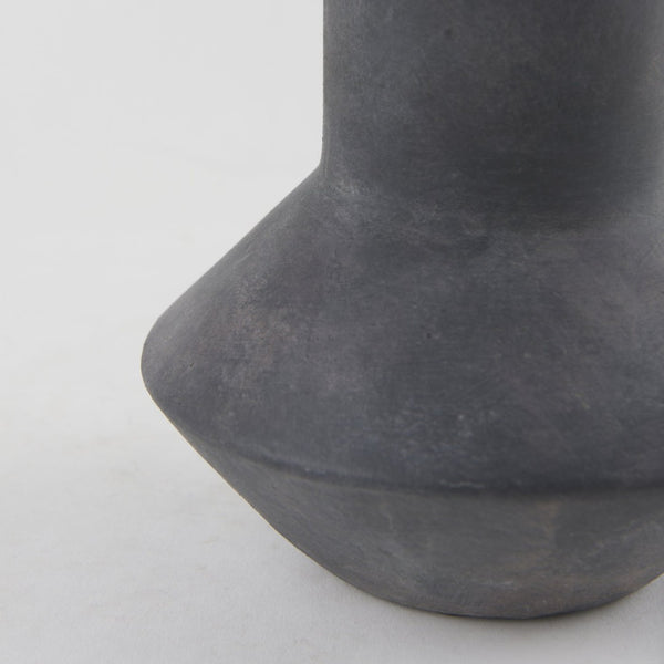 Mercana Esme Bold Geometric Ceramic Vase in Whitewash Finish - Perfect Accent for Modern and Boho Décor Dark Gray Ceramic | 15.0H 69809