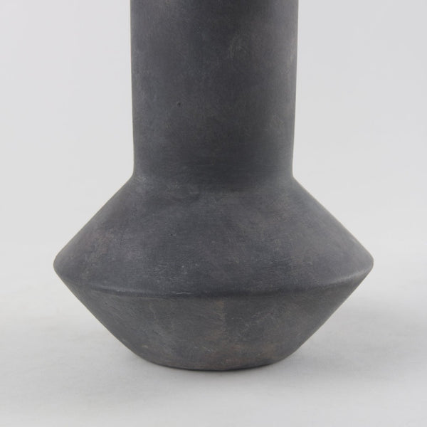 Mercana Esme Bold Geometric Ceramic Vase in Whitewash Finish - Perfect Accent for Modern and Boho Décor Dark Gray Ceramic | 15.0H 69809