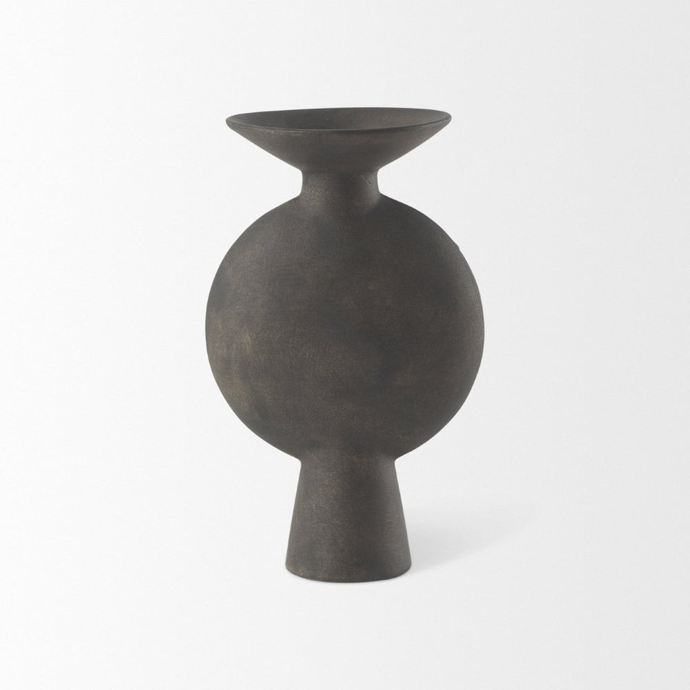 Mercana Kaz Sculptural Ceramic Vase with Textured Matte Finish - Modern Home Décor for Any Space Earthy Brown Ceramic |  11.2H 69810
