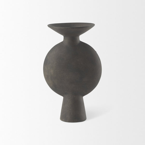 Mercana Kaz Sculptural Ceramic Vase with Textured Matte Finish - Modern Home Décor for Any Space Earthy Brown Ceramic |  11.2H 69810