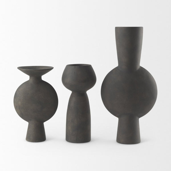 Mercana Kaz Sculptural Ceramic Vase with Textured Matte Finish - Modern Home Décor for Any Space Earthy Brown Ceramic |  11.2H 69810