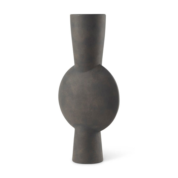 Mercana Kaz Sculptural Ceramic Vase with Textured Matte Finish - Modern Home Décor for Any Space Earthy Brown Ceramic |  16.7H 69812