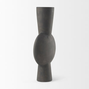Mercana Kaz Sculptural Ceramic Vase with Textured Matte Finish - Modern Home Décor for Any Space Earthy Brown Ceramic |  16.7H 69812