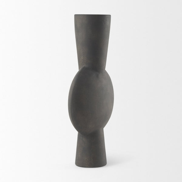 Mercana Kaz Sculptural Ceramic Vase with Textured Matte Finish - Modern Home Décor for Any Space Earthy Brown Ceramic |  16.7H 69812