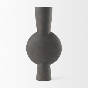Mercana Kaz Sculptural Ceramic Vase with Textured Matte Finish - Modern Home Décor for Any Space Earthy Brown Ceramic |  16.7H 69812
