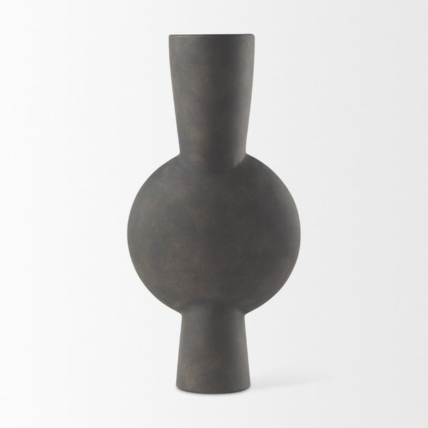 Mercana Kaz Sculptural Ceramic Vase with Textured Matte Finish - Modern Home Décor for Any Space Earthy Brown Ceramic |  16.7H 69812