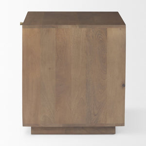 Mercana Grier Stylish Mango Wood Accent Table with Cane Panels - Mid-Century Charm & Modern Functionality Medium Brown Wood | Cane Accent | 1 Door & Drawer 69934