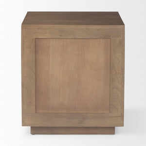 Mercana Grier Stylish Mango Wood Accent Table with Cane Panels - Mid-Century Charm & Modern Functionality Medium Brown Wood | Cane Accent | 1 Door & Drawer 69934