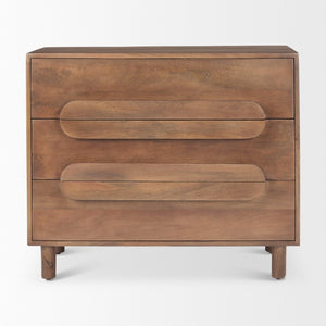Mercana Astrid Solid Mango Wood 3-Drawer Cabinet with Mid-Century Design for Stylish Home Organization 69941