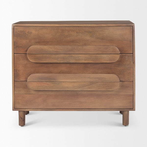 Mercana Astrid Solid Mango Wood 3-Drawer Cabinet with Mid-Century Design for Stylish Home Organization 69941