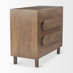 Mercana Astrid Solid Mango Wood 3-Drawer Cabinet with Mid-Century Design for Stylish Home Organization 69941