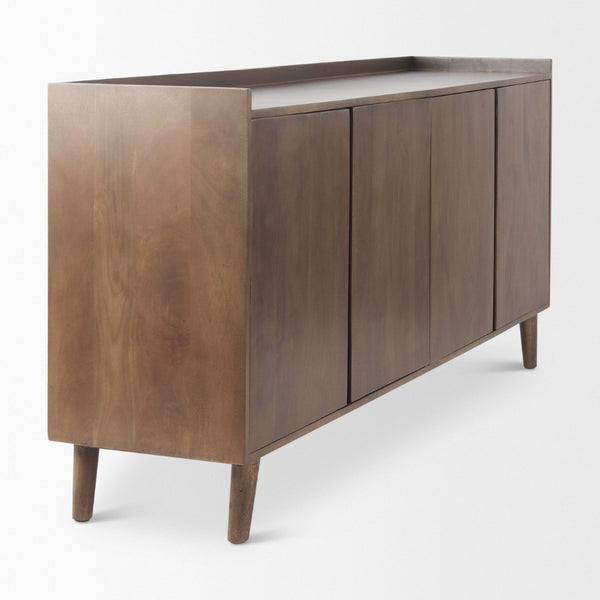 Mercana Lillie Elegant Solid Mango Wood 4-Door Sideboard with Modern Design for Versatile Storage Solutions 69943