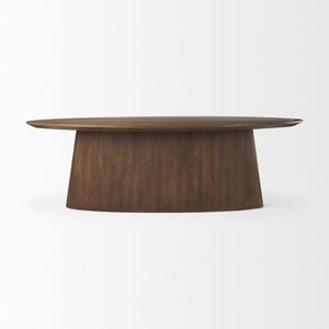 Mercana Lance Contemporary Oval Dining Table - Solid Wood with Rippled Base for Modern Elegance & Warmth 69961-AB