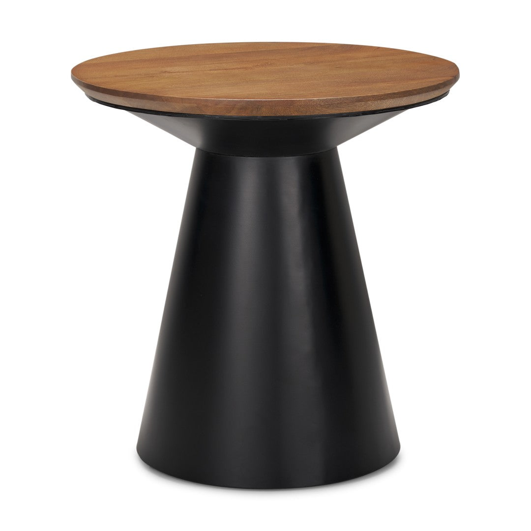 Mitchell Contemporary Side Table with Solid Mango Wood Top & Sturdy Ir