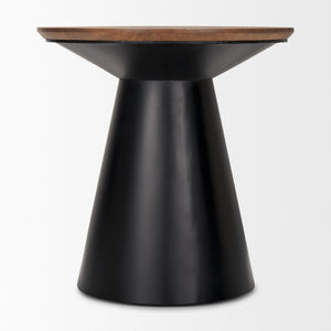 Mercana Mitchell Contemporary Side Table with Solid Mango Wood Top & Sturdy Iron Pedestal Base for Versatility 69908