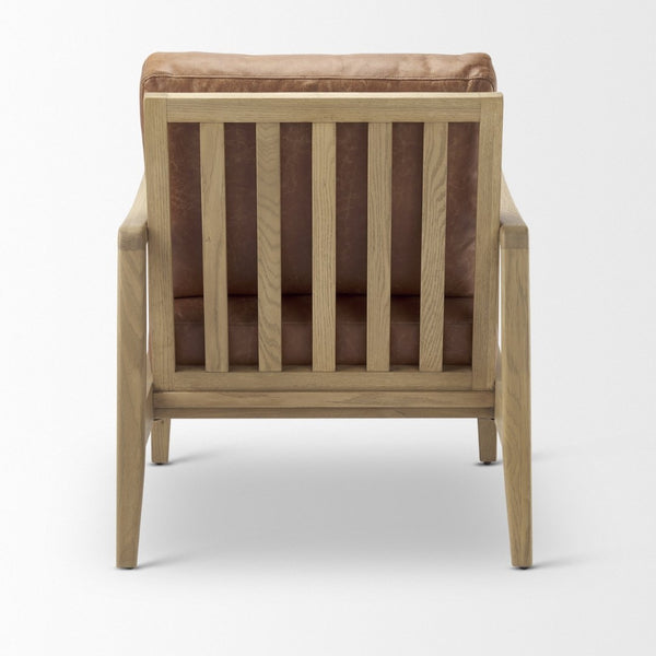 Mercana Raeleigh Contemporary Faux Leather Accent Chair for Stylish Living Rooms and Home Offices Light Cognac Leather | Brown Wood 69988