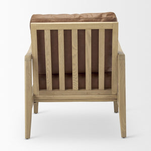 Mercana Raeleigh Contemporary Faux Leather Accent Chair for Stylish Living Rooms and Home Offices Cognac Leather | Light Brown Wood 69989