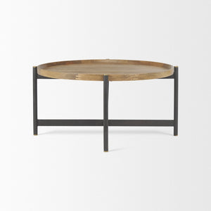 Mercana Marquisa Industrial-Style Coffee Table with Mango Wood Top and Sturdy Iron Frame for Modern Living Spaces Brown Wood | Black Metal | Small 70061