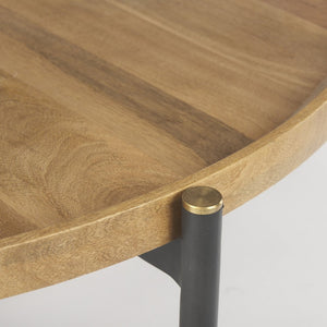 Mercana Marquisa Industrial-Style Coffee Table with Mango Wood Top and Sturdy Iron Frame for Modern Living Spaces Brown Wood | Black Metal | Large 70062