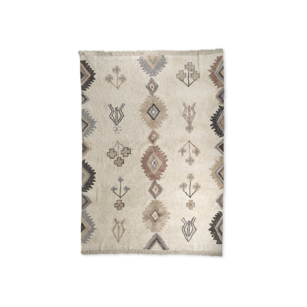 Mercana Carla Cotton Area Rug - Earthy Neutrals with Boho Charm for Cozy Living Spaces and Bedrooms Patterned | 120.0L 69764