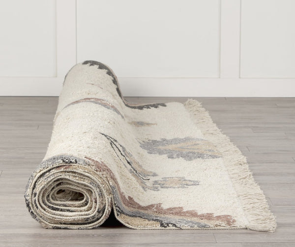 Mercana Carla Cotton Area Rug - Earthy Neutrals with Boho Charm for Cozy Living Spaces and Bedrooms Patterned | 120.0L 69764