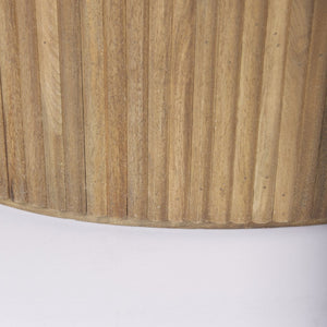 Mercana Terra Elegant Oval Coffee Table with Hydraulic Lift-Top & Fluted Base for Modern Living Rooms Light Brown Wood 69876