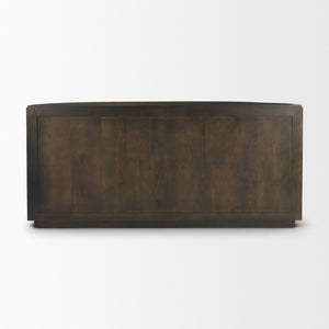 Mercana Terra Sideboard - Modern Mango Wood Storage Solution with Sculptural Fluted Design and Gold Accents Dark Brown Wood 69883