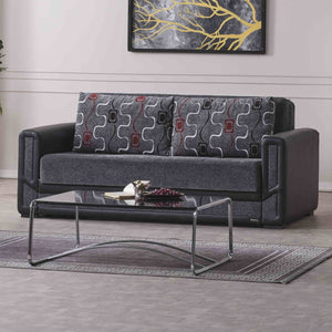English Elm PrimeNest PluseCraftmax Upholstered Convertible Loveseat with Storage, Chenille Sleeper for Small Spaces Black+ Gray B030P281812