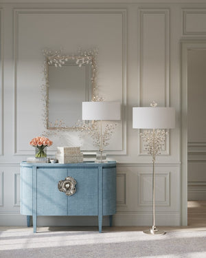 Currey & Company Forget-me-not Gold Floor Lamp - Elegant Two-light Design With Crystal Finial And Floral Accents Silver Crystal ,Metal 8000-0169-currey-company