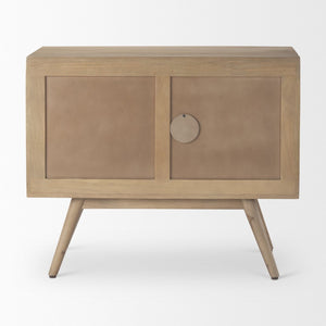Mercana Sable Modern Mango Wood Accent Cabinet with Geometric Design and Splayed Spindle Legs for Storage 69889