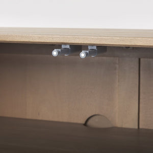 Mercana Sable Modern Mango Wood Accent Cabinet with Geometric Design and Splayed Spindle Legs for Storage 69889