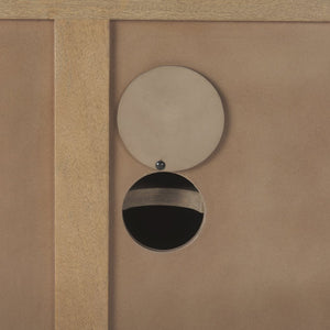 Mercana Sable Modern Mango Wood Accent Cabinet with Geometric Design and Splayed Spindle Legs for Storage 69889