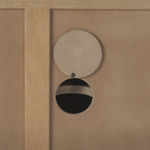 Mercana Sable Modern Mango Wood Accent Cabinet with Geometric Design and Splayed Spindle Legs for Storage 69889