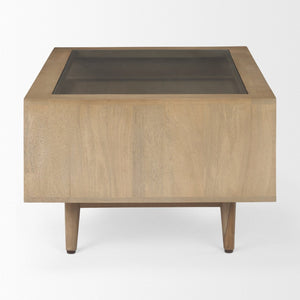 Mercana Sable Contemporary Coffee Table with Geometric Design and Durable Solid Mango Wood Frame for Living Rooms 69890