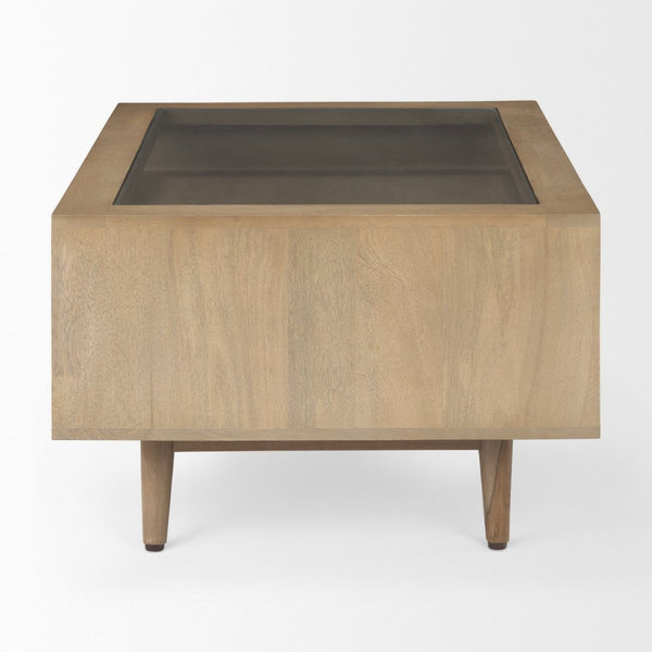 Mercana Sable Contemporary Coffee Table with Geometric Design and Durable Solid Mango Wood Frame for Living Rooms 69890