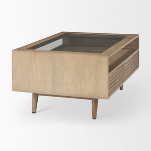Mercana Sable Contemporary Coffee Table with Geometric Design and Durable Solid Mango Wood Frame for Living Rooms 69890