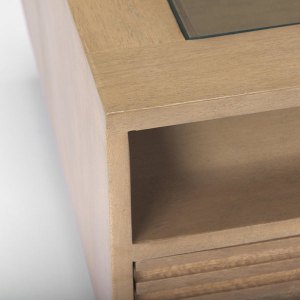 Mercana Sable Contemporary Coffee Table with Geometric Design and Durable Solid Mango Wood Frame for Living Rooms 69890