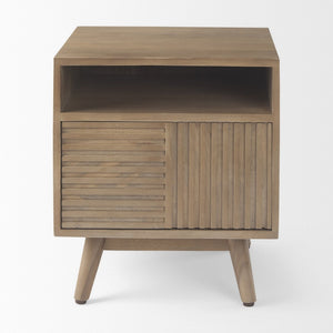 Mercana Sable Contemporary Mango Wood Side Table with Geometric Design and Practical Storage Solutions 69891