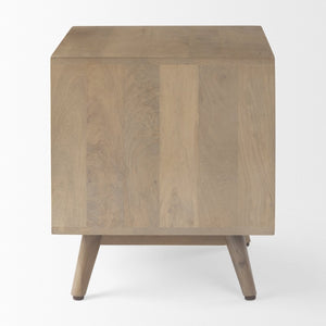 Mercana Sable Contemporary Mango Wood Side Table with Geometric Design and Practical Storage Solutions 69891