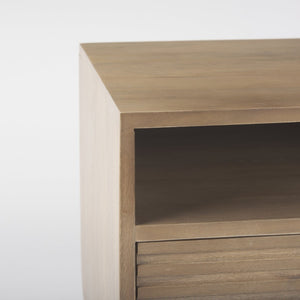 Mercana Sable Contemporary Mango Wood Side Table with Geometric Design and Practical Storage Solutions 69891