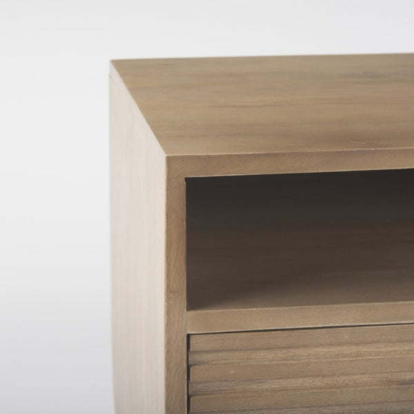 Mercana Sable Contemporary Mango Wood Side Table with Geometric Design and Practical Storage Solutions 69891