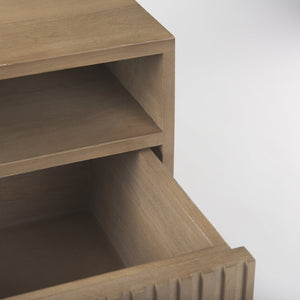 Mercana Sable Contemporary Mango Wood Side Table with Geometric Design and Practical Storage Solutions 69891