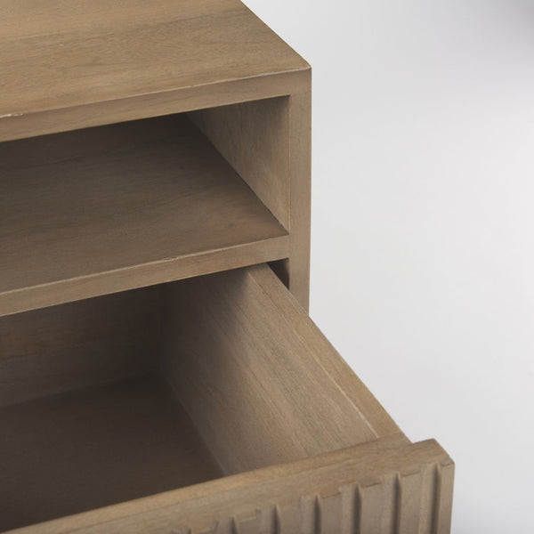 Mercana Sable Contemporary Mango Wood Side Table with Geometric Design and Practical Storage Solutions 69891