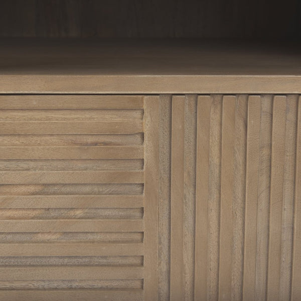 Mercana Sable Contemporary Mango Wood Side Table with Geometric Design and Practical Storage Solutions 69891