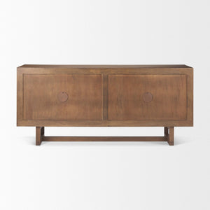 Mercana Grier Solid Wood Sideboard with Cane Doors - Stylish Storage Solution for Modern Dining Spaces Medium Brown Wood | Cane Accent 69894