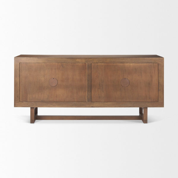 Mercana Grier Solid Wood Sideboard with Cane Doors - Stylish Storage Solution for Modern Dining Spaces Medium Brown Wood | Cane Accent 69894
