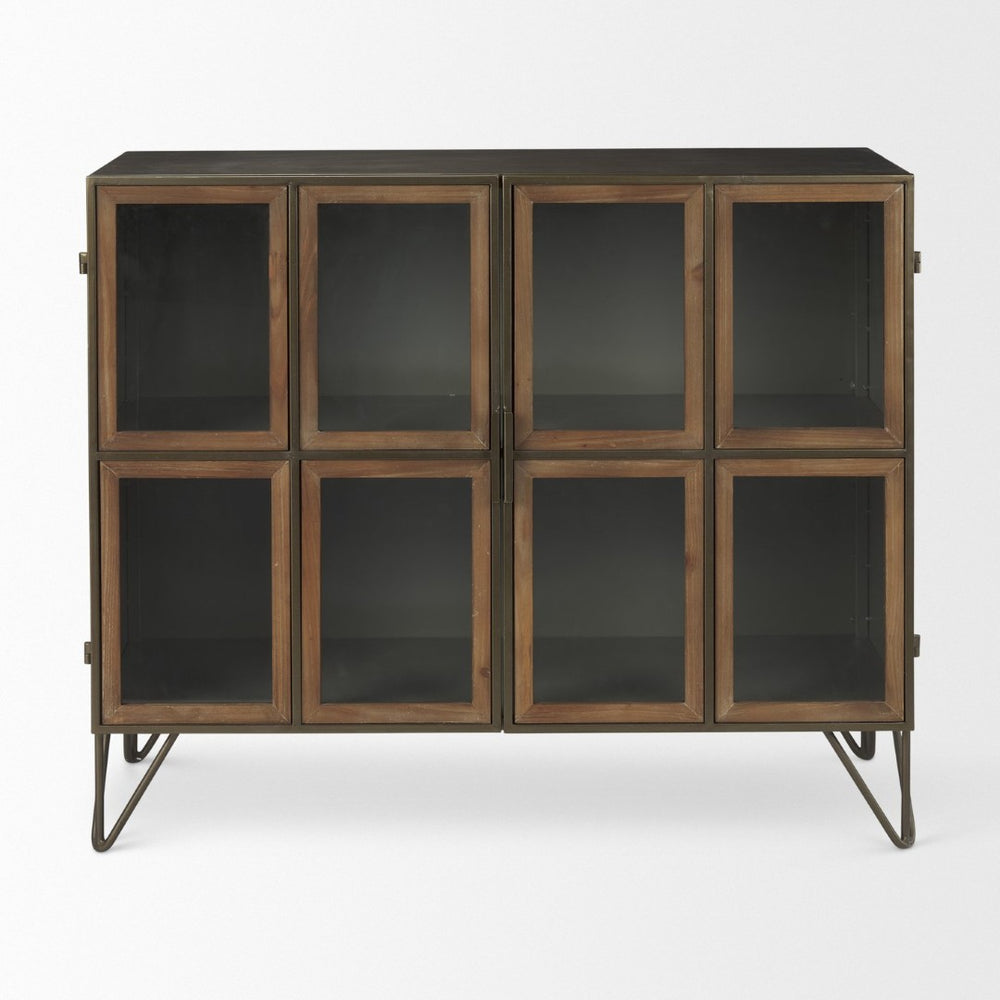 Mercana Pandora Rustic Two-Door Accent Cabinet with Antique Bronze Ironwork for Stylish Storage Solutions 69916