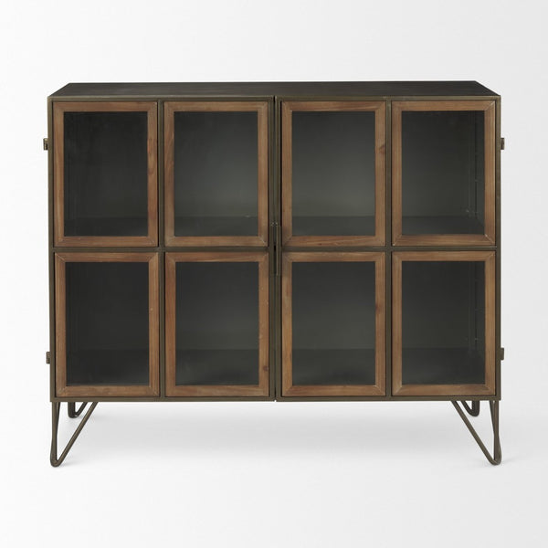 Mercana Pandora Rustic Two-Door Accent Cabinet with Antique Bronze Ironwork for Stylish Storage Solutions 69916