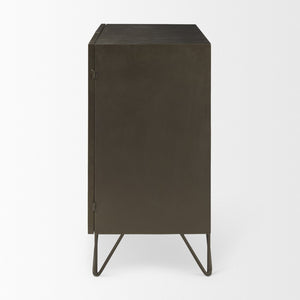 Mercana Pandora Rustic Two-Door Accent Cabinet with Antique Bronze Ironwork for Stylish Storage Solutions 69916